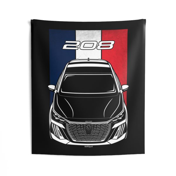 Peugeot 208 2024-2025 Tapestry - France Flag Wall Art 50 x 60 inch by Auto Art Apparel