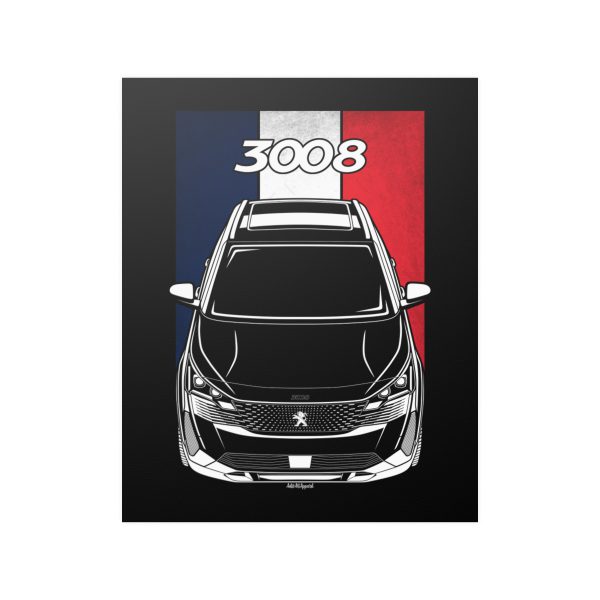 Peugeot 3008 2021-2023 Poster - France Flag Print 16 x 20 inch by Auto Art Apparel