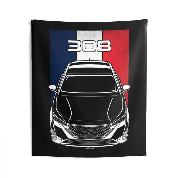Peugeot 308 2022-2024 Tapestry - France Flag Wall Art 50 x 60 inch by Auto Art Apparel