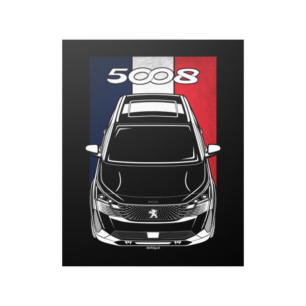 Peugeot 5008 2021-2024 Poster - France Flag Print 16 x 20 inch by Auto Art Apparel
