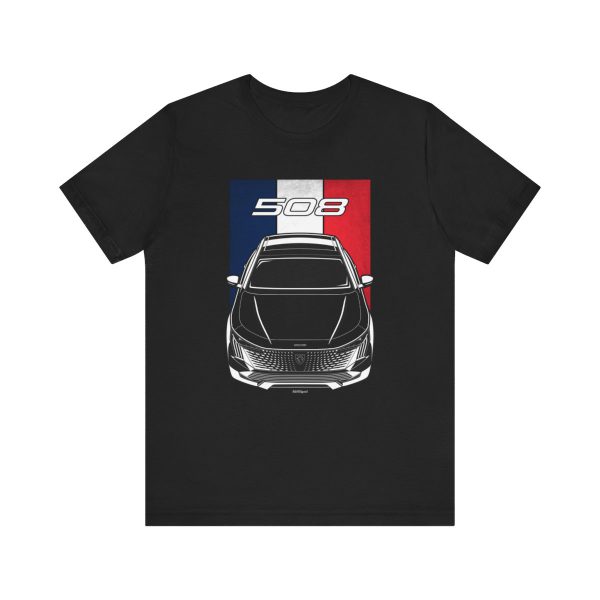 Peugeot 508 2023-2024 T-shirt - France Flag Shirt Black by Auto Art Apparel