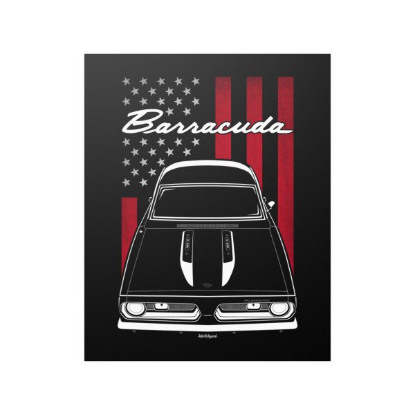 Plymouth Barracuda Formula S 1968 Poster - US Flag Print 16 x 20 inch by Auto Art Apparel