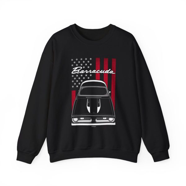 Plymouth Barracuda Formula S 1968 Sweatshirt - US Flag Crewneck Black by Auto Art Apparel