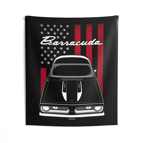 Plymouth Barracuda Formula S 1968 Tapestry - US Flag Wall Art 50 x 60 inch by Auto Art Apparel