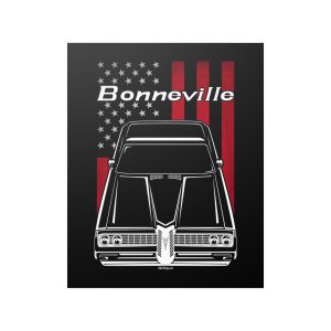 Pontiac Bonneville coupe 1968 Poster - US Flag Print 16 x 20 inch by Auto Art Apparel