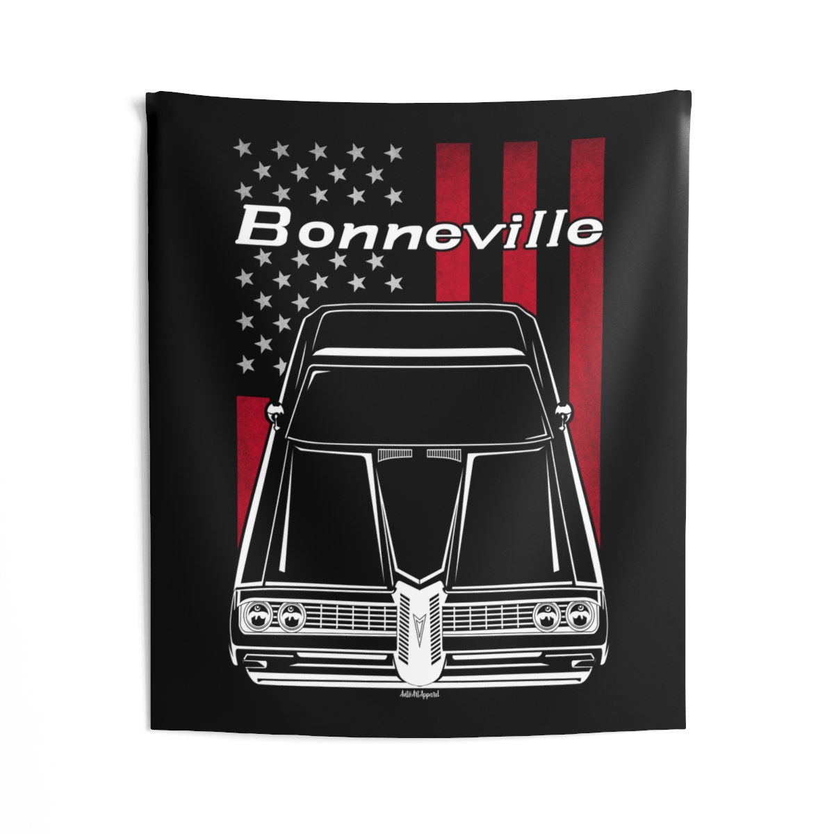 Pontiac Bonneville coupe 1968 Tapestry - US Flag Wall Art 50 x 60 inch by Auto Art Apparel