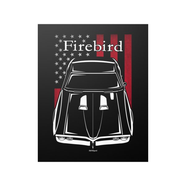 Pontiac Firebird Ram Air 1968 Poster - US Flag Print 16 x 20 inch by Auto Art Apparel