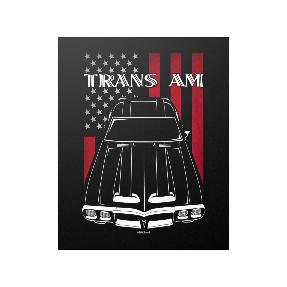 Pontiac Firebird Trans Am 1969 Poster - US Flag Print 16 x 20 inch by Auto Art Apparel