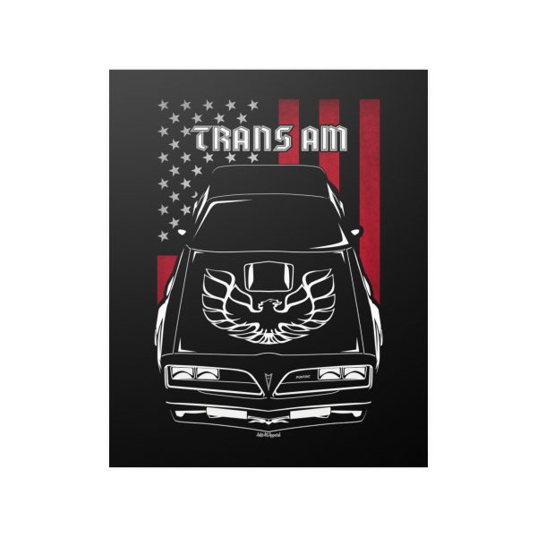 Pontiac Firebird Trans Am 1977-1978 Poster - US Flag Print 16 x 20 inch by Auto Art Apparel