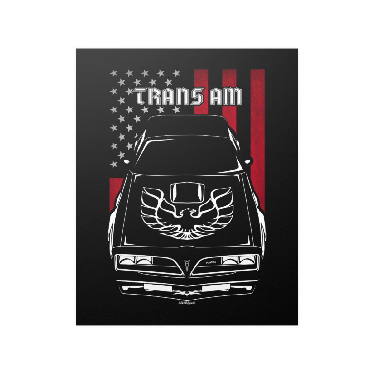 Pontiac Firebird Trans Am 1977-1978 Poster - US Flag Print 16 x 20 inch by Auto Art Apparel