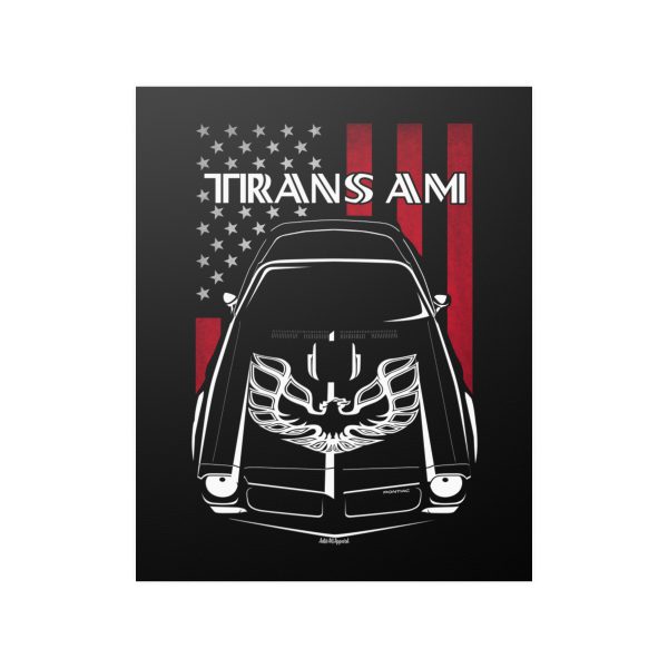 Pontiac Firebird Trans Am 2nd gen 1973 Pheonix Poster - US Flag Print 16 x 20 inch by Auto Art Apparel