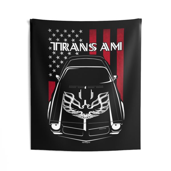 Pontiac Firebird Trans Am 2nd gen 1973 Pheonix Tapestry - US Flag Wall Art 50 x 60 inch by Auto Art Apparel