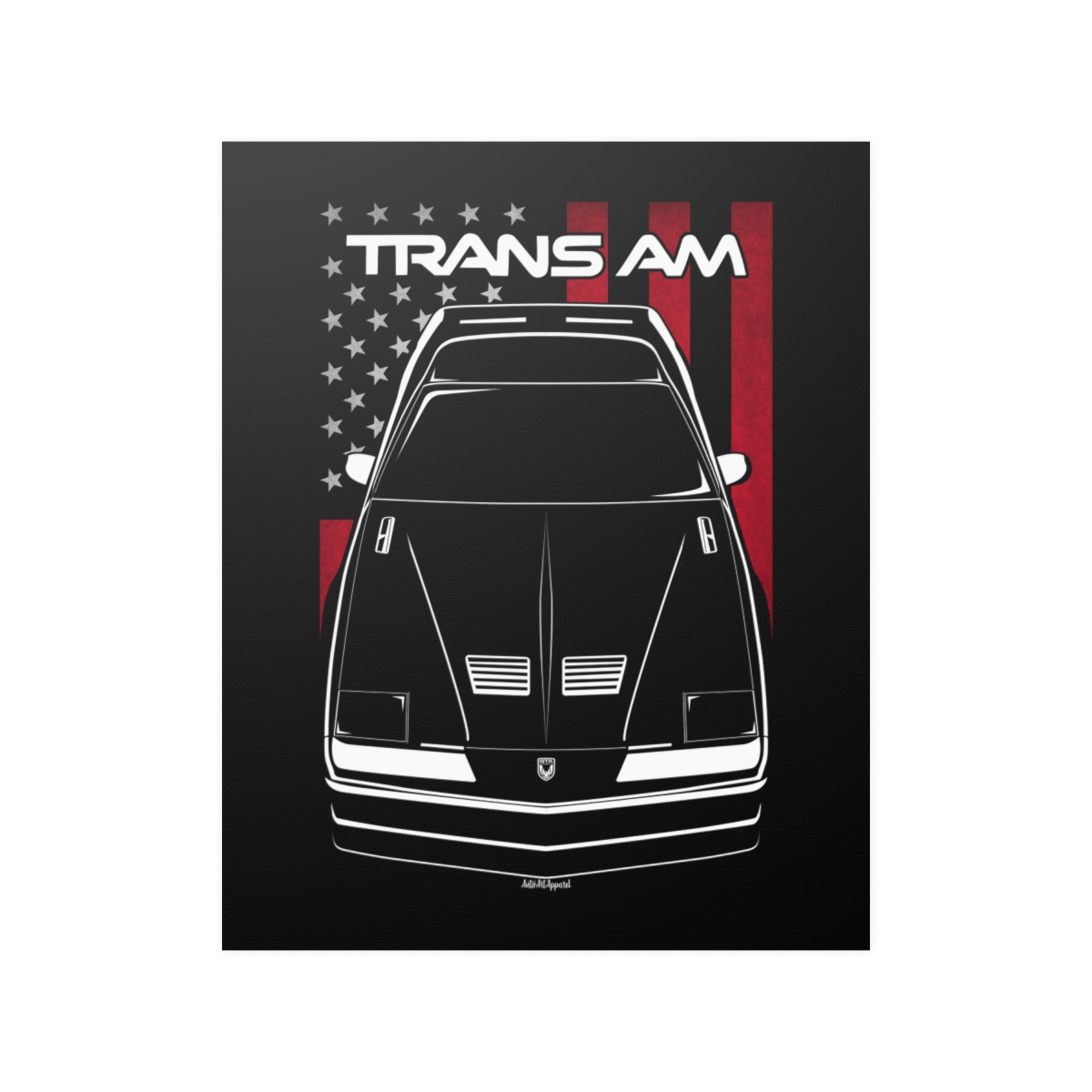Pontiac Firebird Trans Am 3rd gen Poster - US Flag Print 16 x 20 inch by Auto Art Apparel