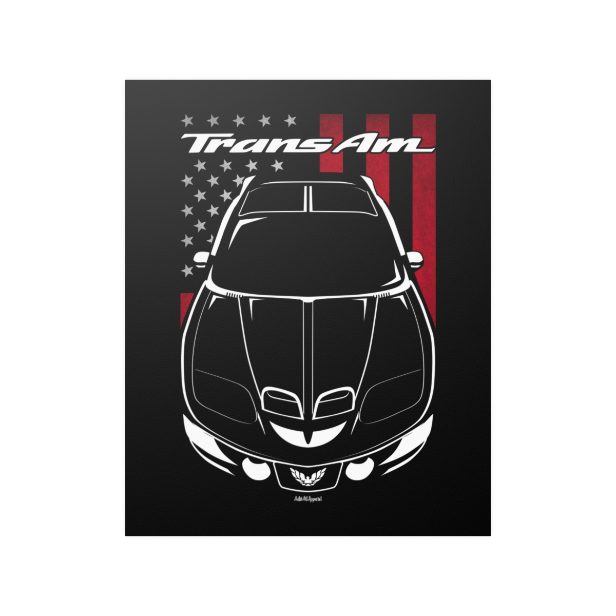 Pontiac Firebird Trans Am 4th gen 1998-2002 Poster - US Flag Print 16 x 20 inch by Auto Art Apparel