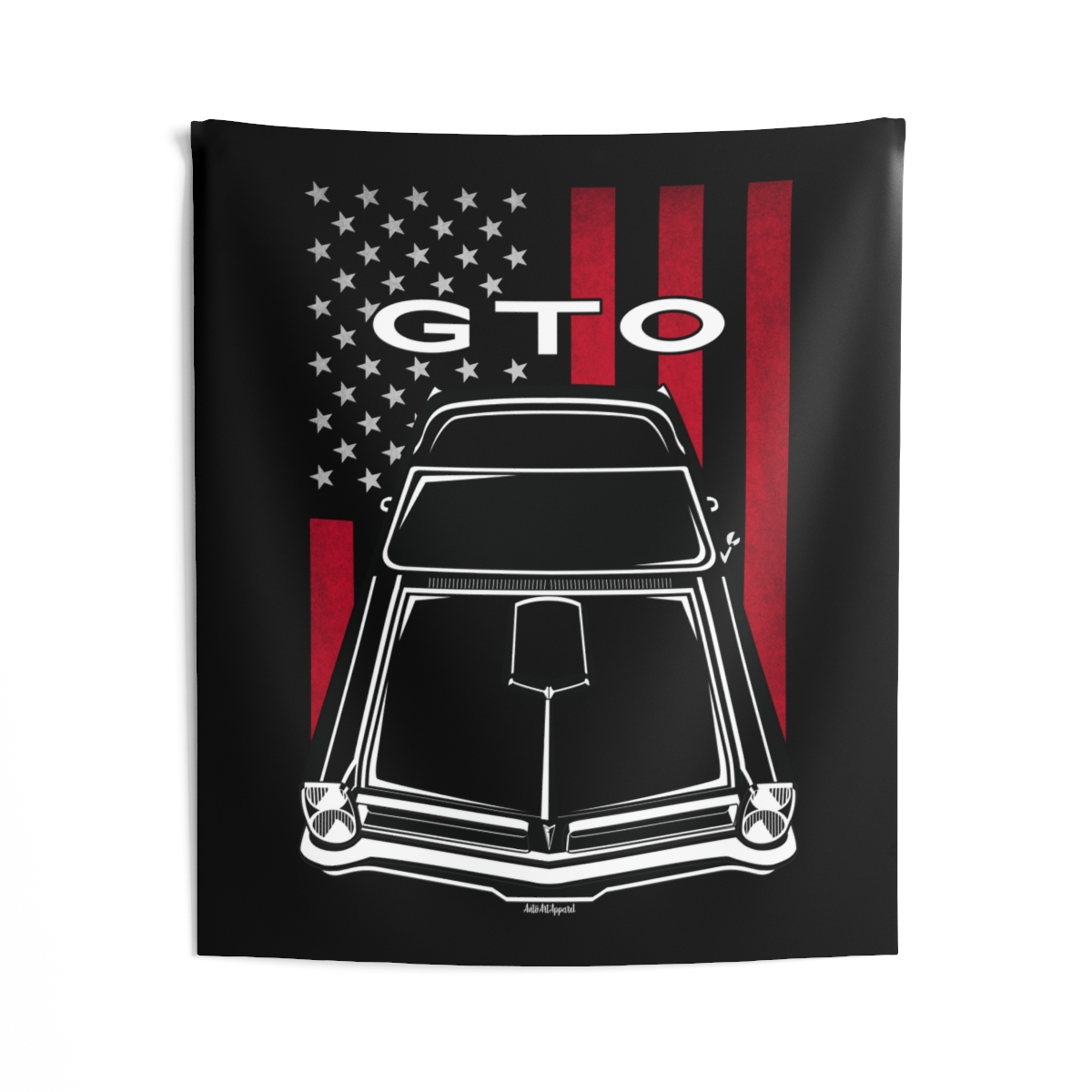 Pontiac GTO 1965 Tapestry - US Flag Wall Art 50 x 60 inch by Auto Art Apparel