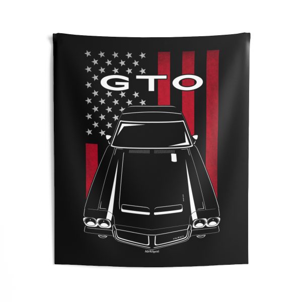 Pontiac GTO 1971 Tapestry - US Flag Wall Art 50 x 60 inch by Auto Art Apparel