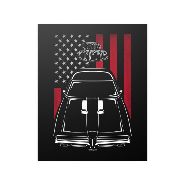 Pontiac GTO The Judge 1969 Poster - US Flag Print 16 x 20 inch by Auto Art Apparel