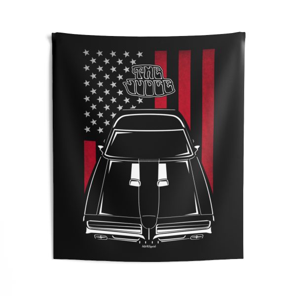 Pontiac GTO The Judge 1969 Tapestry - US Flag Wall Art 50 x 60 inch by Auto Art Apparel