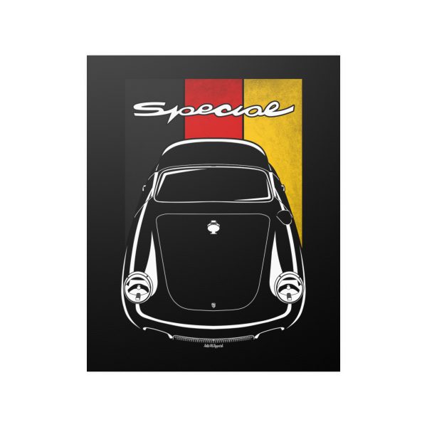 Porsche 356 C Cabriolet Emory Special Poster - Germany Flag Print 16 x 20 inch by Auto Art Apparel