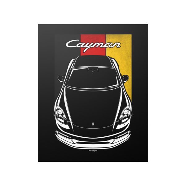 Porsche 718 Cayman Poster - Germany Flag Print 16 x 20 inch by Auto Art Apparel