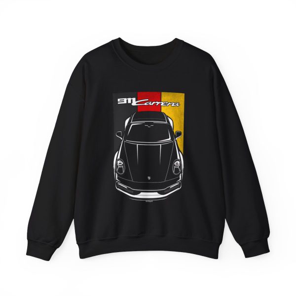 Porsche 911 Carrera 992 Sweatshirt - Germany Flag Crewneck Black by Auto Art Apparel