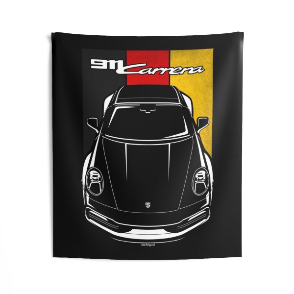 Porsche 911 Carrera 992 Tapestry - Germany Flag Wall Art 50 x 60 inch by Auto Art Apparel