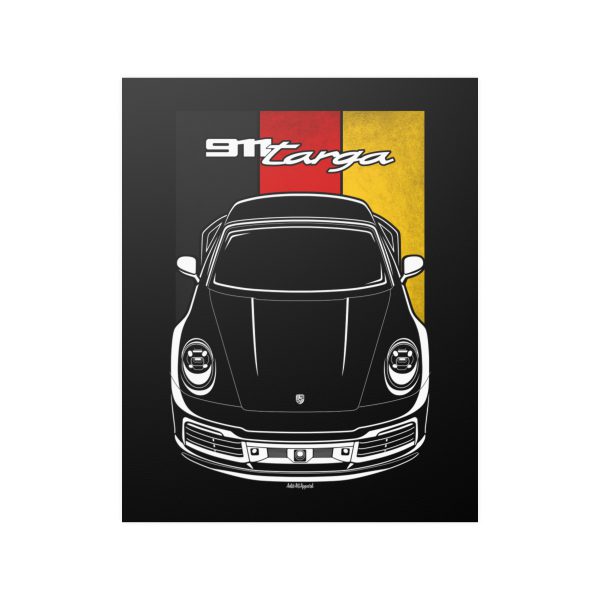 Porsche 911 Targa 992 Poster - Germany Flag Print 16 x 20 inch by Auto Art Apparel