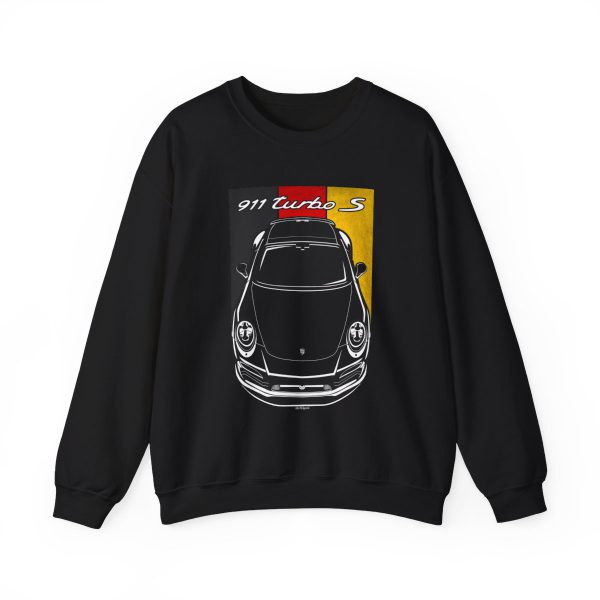 Porsche 911 Turbo S 991 Sweatshirt - Germany Flag Crewneck Black by Auto Art Apparel