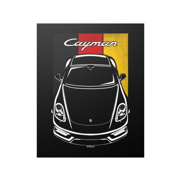Porsche 981 Cayman Poster - Germany Flag Print 16 x 20 inch by Auto Art Apparel