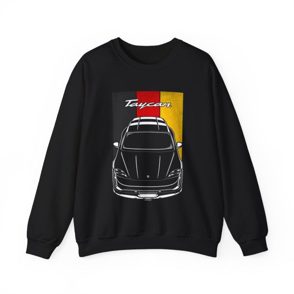 Porsche Taycan Cross Turismo Sweatshirt - Germany Flag Crewneck Black by Auto Art Apparel