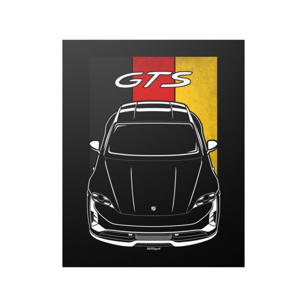 Porsche Taycan GTS Poster - Germany Flag Print 16 x 20 inch by Auto Art Apparel