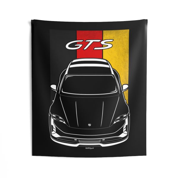 Porsche Taycan GTS Sport Turismo Tapestry - Germany Flag Wall Art 50 x 60 inch by Auto Art Apparel