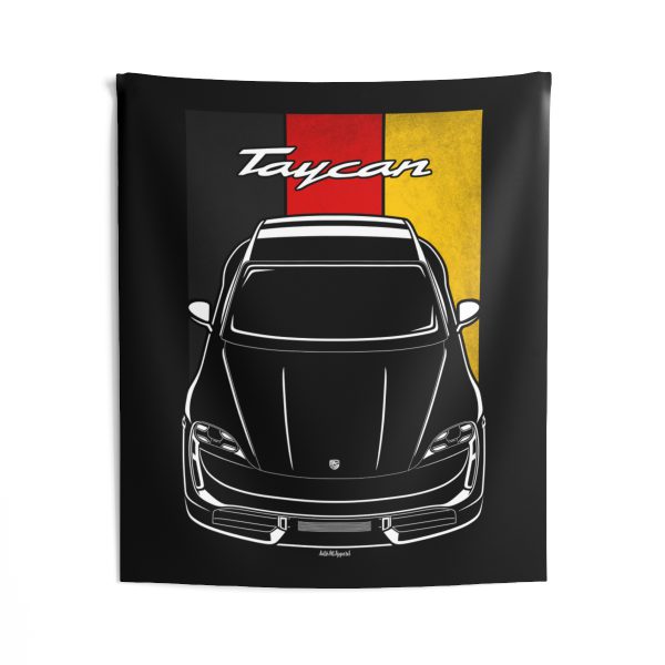 Porsche Taycan Tapestry - Germany Flag Wall Art 50 x 60 inch by Auto Art Apparel
