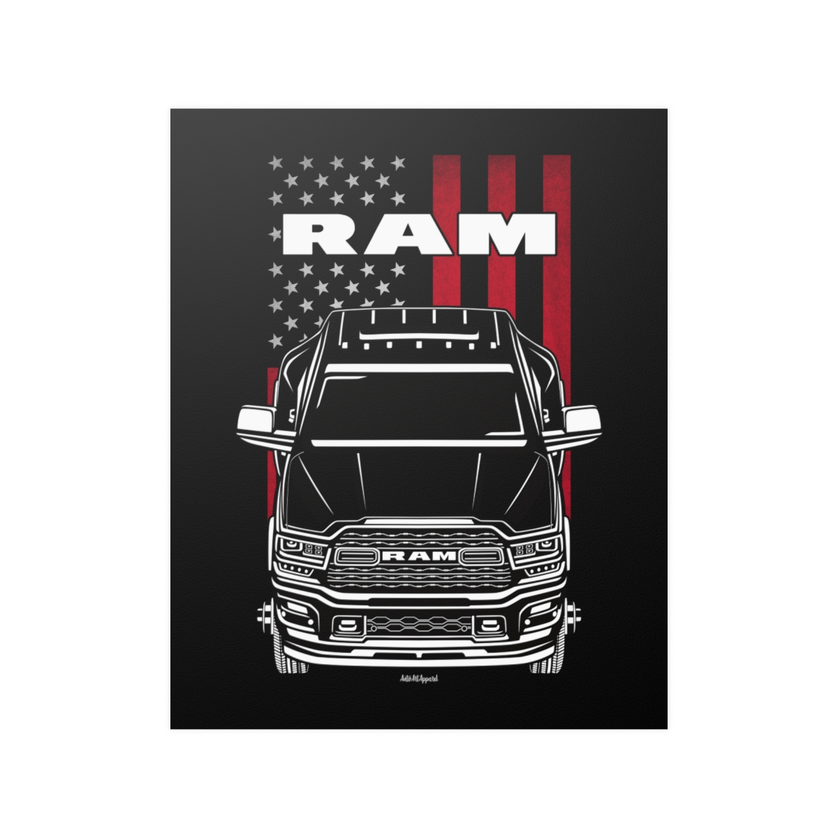 Ram 3500 HD 2019-2023 Poster - US Flag Print 16 x 20 inch by Auto Art Apparel