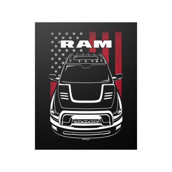 RAM Power Wagon 2017-2018 Poster - US Flag Print 16 x 20 inch by Auto Art Apparel