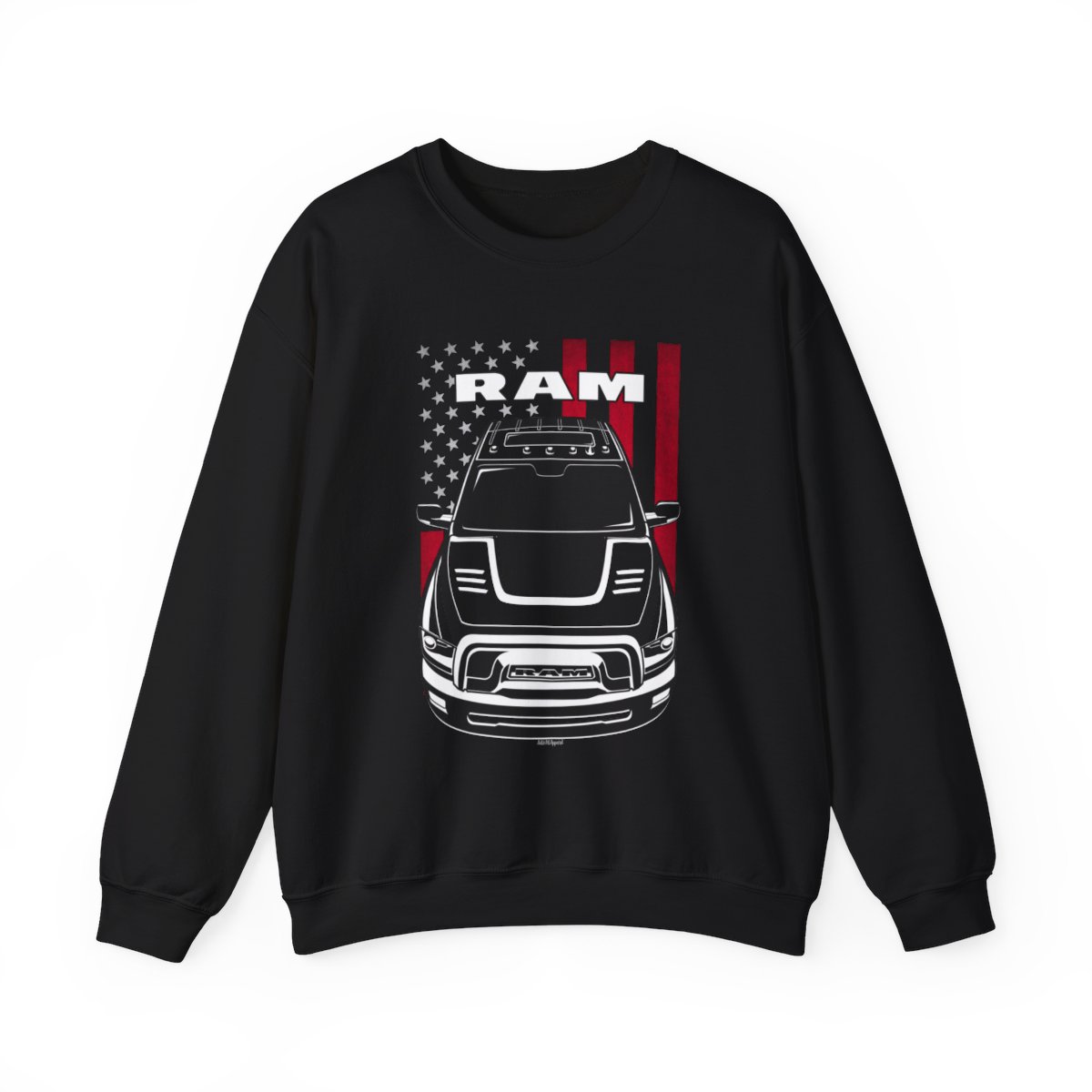 RAM Power Wagon 2017-2018 Sweatshirt - US Flag Crewneck Black by Auto Art Apparel