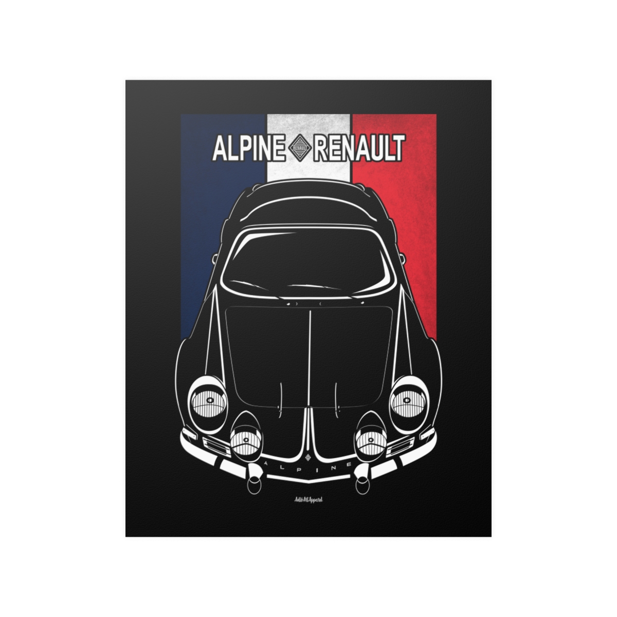 Renault Alpine A110 1600S Poster - France Flag Print 16 x 20 inch by Auto Art Apparel
