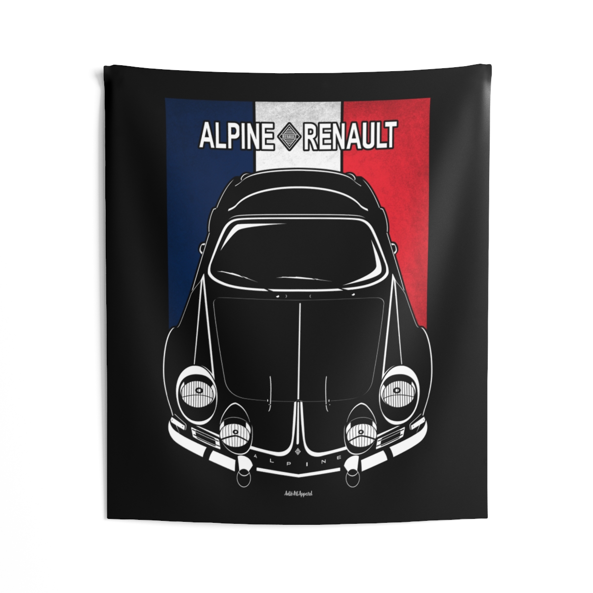 Renault Alpine A110 1600S Tapestry - France Flag Wall Art 50 x 60 inch by Auto Art Apparel