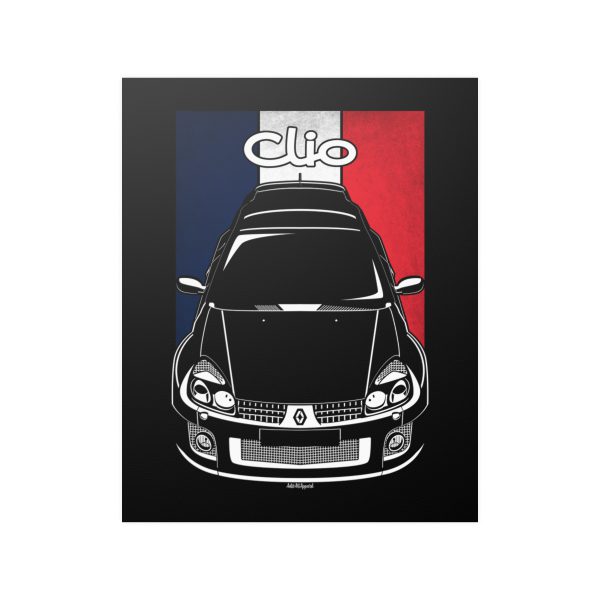 Renault Clio V6 Sport Poster - France Flag Print 16 x 20 inch by Auto Art Apparel