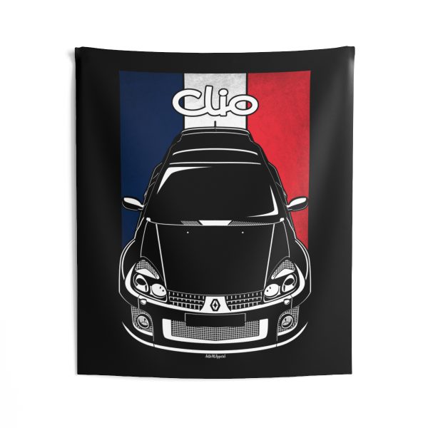 Renault Clio V6 Sport Tapestry - France Flag Wall Art 50 x 60 inch by Auto Art Apparel