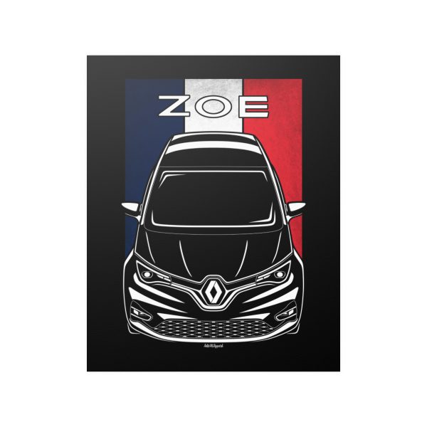 Renault Zoe 2020-2024 Poster - France Flag Print 16 x 20 inch by Auto Art Apparel