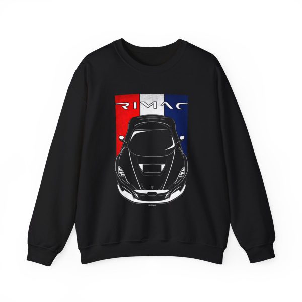 Rimac Concept Two Sweatshirt - Croatia Flag Crewneck Black by Auto Art Apparel