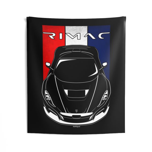 Rimac Concept Two Tapestry - Croatia Flag Wall Art 50 x 60 inch by Auto Art Apparel