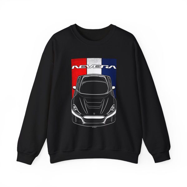 Rimac Nevera Sweatshirt - Croatia Flag Crewneck Black by Auto Art Apparel