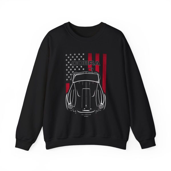 Shelby AC Cobra 427 Black Stripes Sweatshirt - US Flag Crewneck Black by Auto Art Apparel