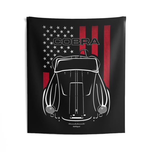 Shelby AC Cobra 427 Black Stripes Tapestry - US Flag Wall Art 50 x 60 inch by Auto Art Apparel