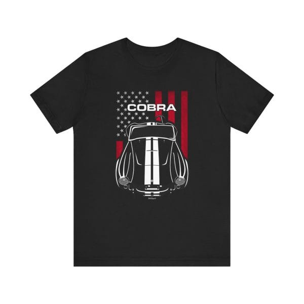 Shelby AC Cobra 427 White Stripes T-shirt - US Flag Shirt by Auto Art Apparel