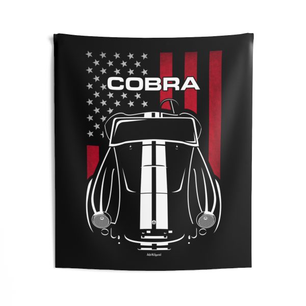 Shelby AC Cobra 427 White Stripes Tapestry - US Flag Wall Art 50 x 60 inch by Auto Art Apparel