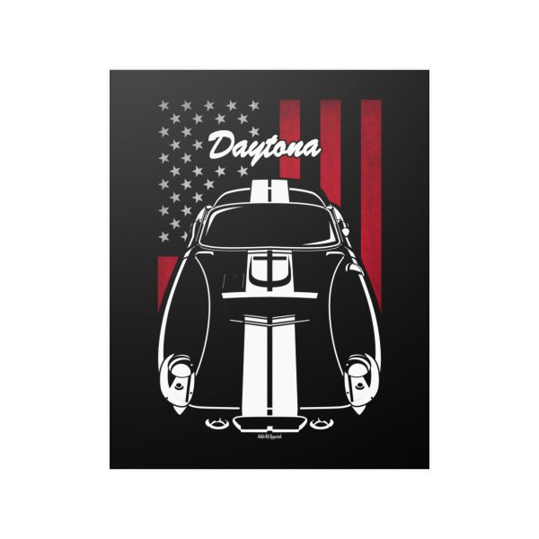 Shelby Cobra Daytona Coupe Poster - US Flag Print 16 x 20 inch by Auto Art Apparel