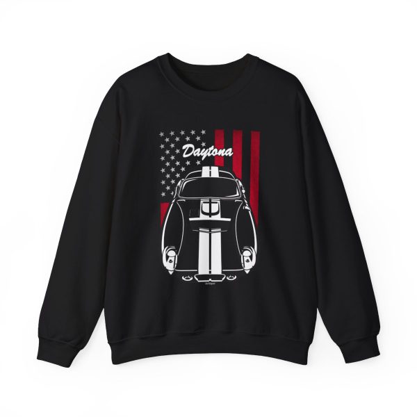 Shelby Cobra Daytona Coupe Sweatshirt - US Flag Crewneck Black by Auto Art Apparel